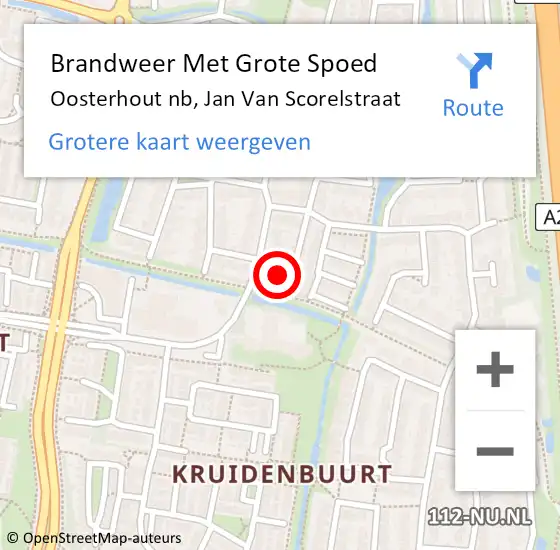 Locatie op kaart van de 112 melding: Brandweer Met Grote Spoed Naar Oosterhout nb, Jan Van Scorelstraat op 1 januari 2017 00:18