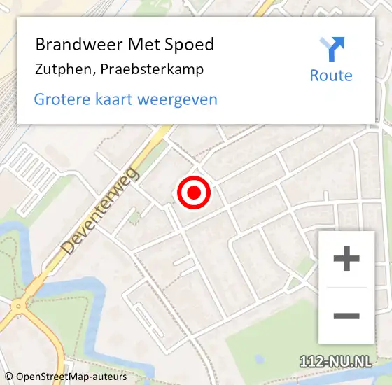 Locatie op kaart van de 112 melding: Brandweer Met Spoed Naar Zutphen, Praebsterkamp op 1 januari 2017 00:21