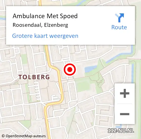 Locatie op kaart van de 112 melding: Ambulance Met Spoed Naar Roosendaal, Elzenberg op 1 januari 2017 00:41