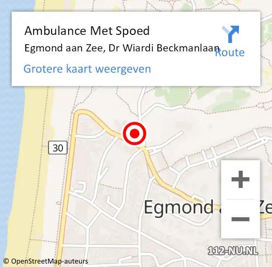 Locatie op kaart van de 112 melding: Ambulance Met Spoed Naar Egmond aan Zee, Dr Wiardi Beckmanlaan op 6 januari 2014 13:38