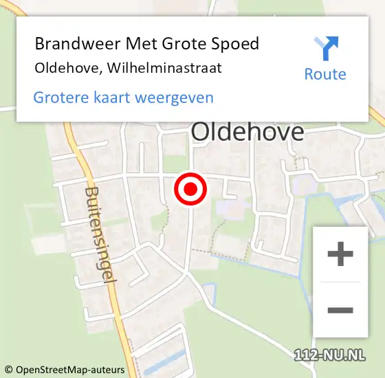 Locatie op kaart van de 112 melding: Brandweer Met Grote Spoed Naar Oldehove, Wilhelminastraat op 1 januari 2017 00:52