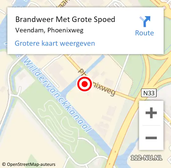 Locatie op kaart van de 112 melding: Brandweer Met Grote Spoed Naar Veendam, Phoenixweg op 1 januari 2017 00:56