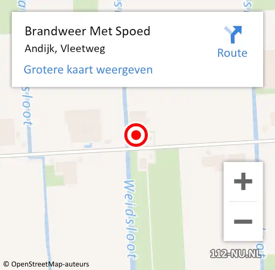 Locatie op kaart van de 112 melding: Brandweer Met Spoed Naar Andijk, Vleetweg op 1 januari 2017 00:57