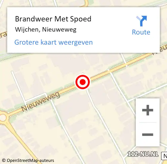 Locatie op kaart van de 112 melding: Brandweer Met Spoed Naar Wijchen, Nieuweweg op 1 januari 2017 01:03