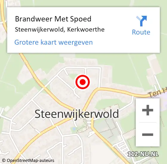 Locatie op kaart van de 112 melding: Brandweer Met Spoed Naar Steenwijkerwold, Kerkwoerthe op 1 januari 2017 01:05