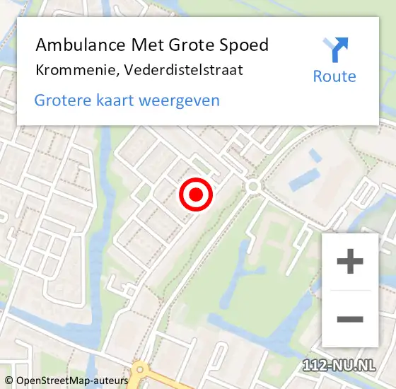 Locatie op kaart van de 112 melding: Ambulance Met Grote Spoed Naar Krommenie, Vederdistelstraat op 1 januari 2017 01:06