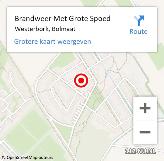 Locatie op kaart van de 112 melding: Brandweer Met Grote Spoed Naar Westerbork, Bolmaat op 1 januari 2017 01:10