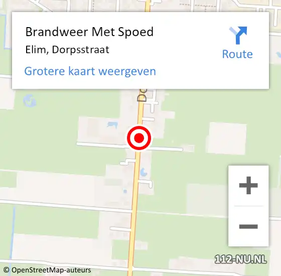 Locatie op kaart van de 112 melding: Brandweer Met Spoed Naar Elim, Dorpsstraat op 1 januari 2017 01:12