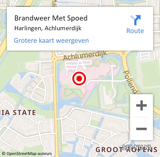 Locatie op kaart van de 112 melding: Brandweer Met Spoed Naar Harlingen, Achlumerdijk op 1 januari 2017 01:15