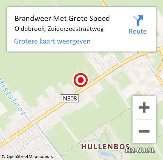 Locatie op kaart van de 112 melding: Brandweer Met Grote Spoed Naar Oldebroek, Zuiderzeestraatweg op 1 januari 2017 01:21