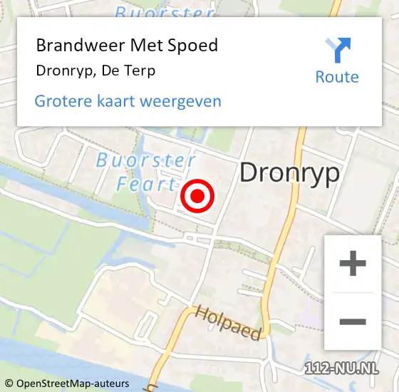 Locatie op kaart van de 112 melding: Brandweer Met Spoed Naar Dronryp, De Terp op 1 januari 2017 01:22