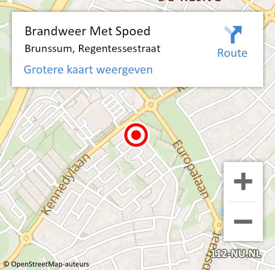 Locatie op kaart van de 112 melding: Brandweer Met Spoed Naar Brunssum, Regentessestraat op 1 januari 2017 01:22