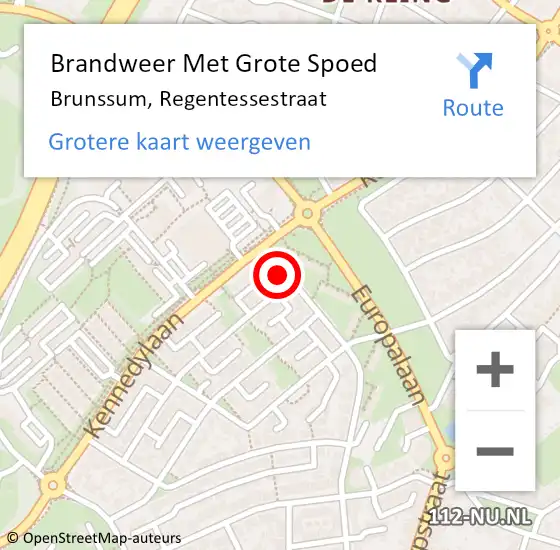 Locatie op kaart van de 112 melding: Brandweer Met Grote Spoed Naar Brunssum, Regentessestraat op 1 januari 2017 01:23