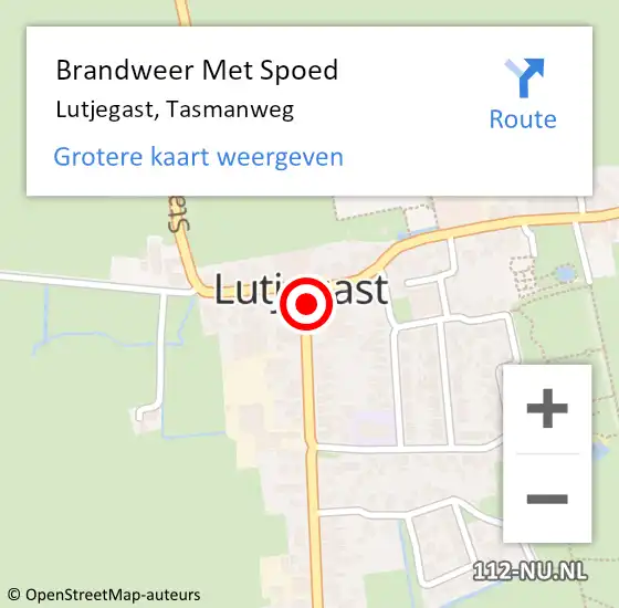 Locatie op kaart van de 112 melding: Brandweer Met Spoed Naar Lutjegast, Tasmanweg op 1 januari 2017 01:24