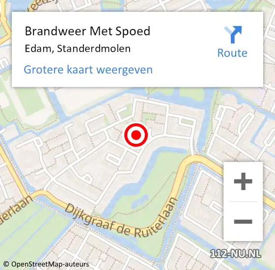 Locatie op kaart van de 112 melding: Brandweer Met Spoed Naar Edam, Standerdmolen op 1 januari 2017 01:25