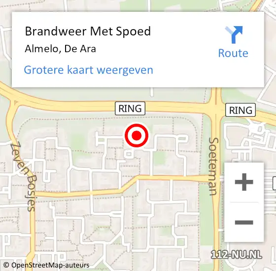 Locatie op kaart van de 112 melding: Brandweer Met Spoed Naar Almelo, De Ara op 1 januari 2017 01:38