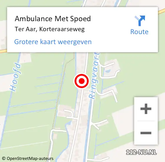 Locatie op kaart van de 112 melding: Ambulance Met Spoed Naar Ter Aar, Korteraarseweg op 1 januari 2017 01:40