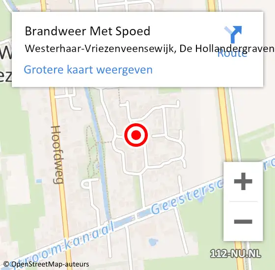 Locatie op kaart van de 112 melding: Brandweer Met Spoed Naar Westerhaar-Vriezenveensewijk, De Hollandergraven op 1 januari 2017 01:42