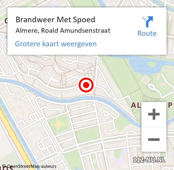 Locatie op kaart van de 112 melding: Brandweer Met Spoed Naar Almere, Roald Amundsenstraat op 1 januari 2017 01:46
