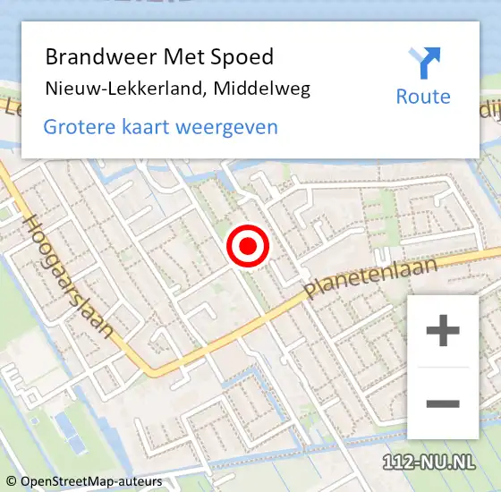 Locatie op kaart van de 112 melding: Brandweer Met Spoed Naar Nieuw-Lekkerland, Middelweg op 1 januari 2017 01:48