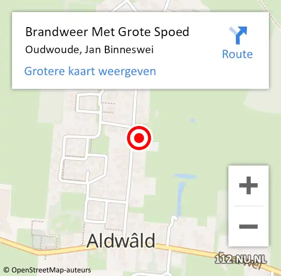 Locatie op kaart van de 112 melding: Brandweer Met Grote Spoed Naar Oudwoude, Jan Binneswei op 1 januari 2017 01:48