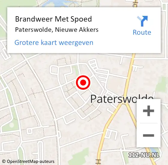 Locatie op kaart van de 112 melding: Brandweer Met Spoed Naar Paterswolde, Nieuwe Akkers op 1 januari 2017 01:51