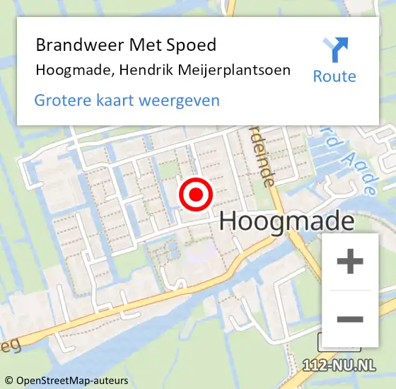 Locatie op kaart van de 112 melding: Brandweer Met Spoed Naar Hoogmade, Hendrik Meijerplantsoen op 1 januari 2017 01:52