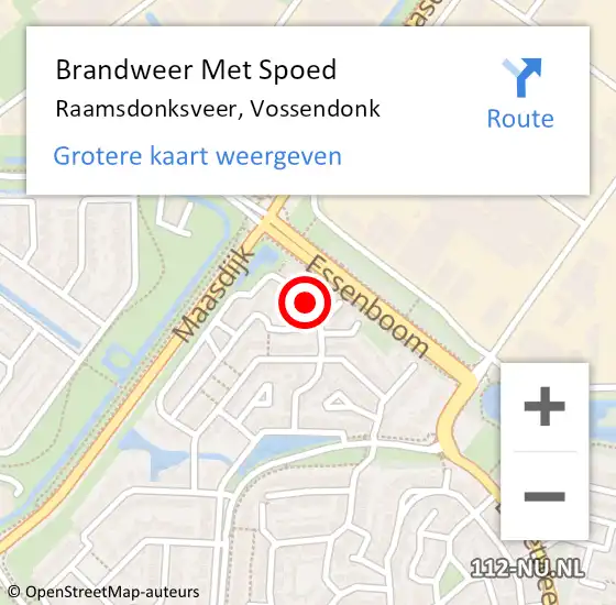 Locatie op kaart van de 112 melding: Brandweer Met Spoed Naar Raamsdonksveer, Vossendonk op 1 januari 2017 01:55