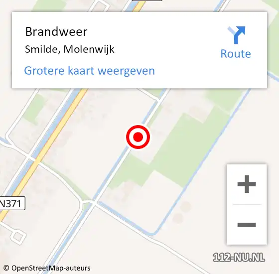 Locatie op kaart van de 112 melding: Brandweer Smilde, Molenwijk op 1 januari 2017 02:01