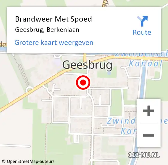 Locatie op kaart van de 112 melding: Brandweer Met Spoed Naar Geesbrug, Berkenlaan op 1 januari 2017 02:05