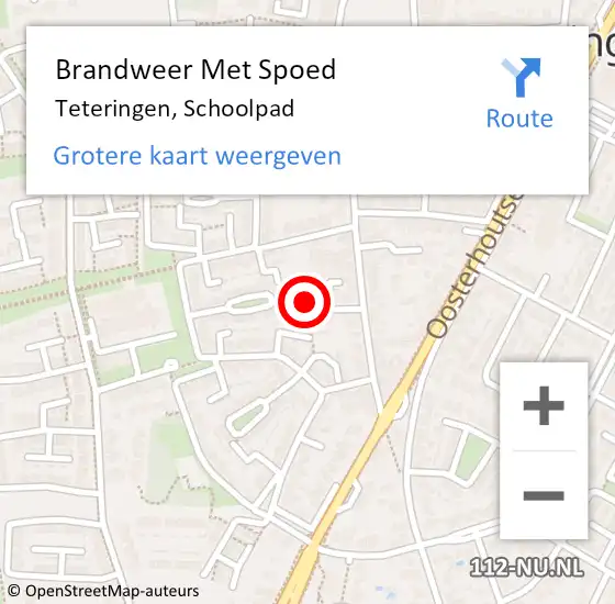 Locatie op kaart van de 112 melding: Brandweer Met Spoed Naar Teteringen, Schoolpad op 1 januari 2017 02:08