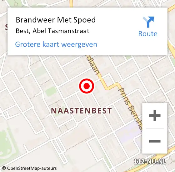 Locatie op kaart van de 112 melding: Brandweer Met Spoed Naar Best, Abel Tasmanstraat op 1 januari 2017 02:12