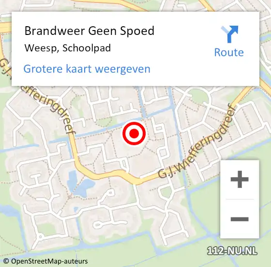 Locatie op kaart van de 112 melding: Brandweer Geen Spoed Naar Weesp, Schoolpad op 1 januari 2017 02:14