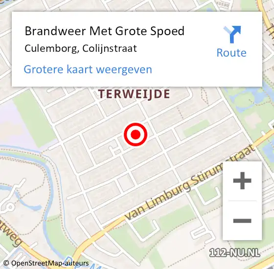 Locatie op kaart van de 112 melding: Brandweer Met Grote Spoed Naar Culemborg, Colijnstraat op 1 januari 2017 02:26