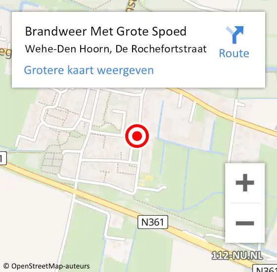 Locatie op kaart van de 112 melding: Brandweer Met Grote Spoed Naar Wehe-Den Hoorn, De Rochefortstraat op 1 januari 2017 02:34