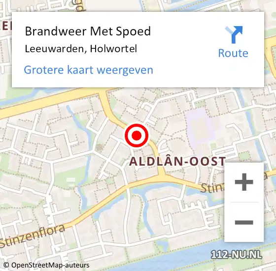 Locatie op kaart van de 112 melding: Brandweer Met Spoed Naar Leeuwarden, Holwortel op 1 januari 2017 02:41