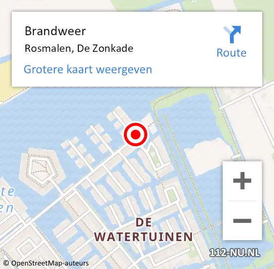 Locatie op kaart van de 112 melding: Brandweer Rosmalen, De Zonkade op 1 januari 2017 02:43