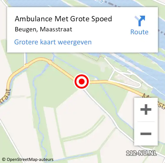 Locatie op kaart van de 112 melding: Ambulance Met Grote Spoed Naar Beugen, Maasstraat op 6 januari 2014 13:56