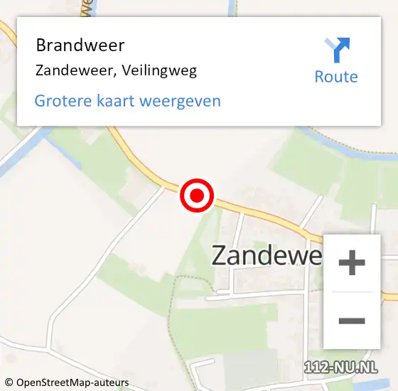 Locatie op kaart van de 112 melding: Brandweer Zandeweer, Veilingweg op 1 januari 2017 02:56