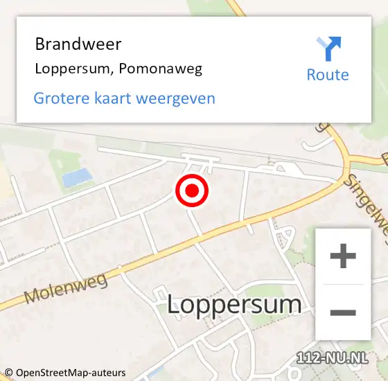 Locatie op kaart van de 112 melding: Brandweer Loppersum, Pomonaweg op 1 januari 2017 03:08