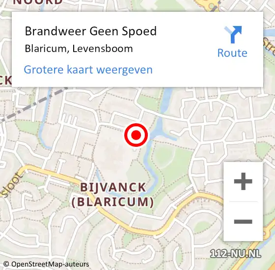 Locatie op kaart van de 112 melding: Brandweer Geen Spoed Naar Blaricum, Levensboom op 1 januari 2017 03:08