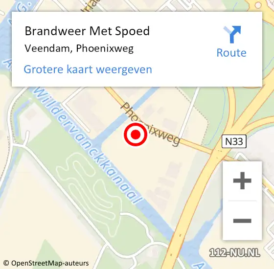 Locatie op kaart van de 112 melding: Brandweer Met Spoed Naar Veendam, Phoenixweg op 1 januari 2017 03:10