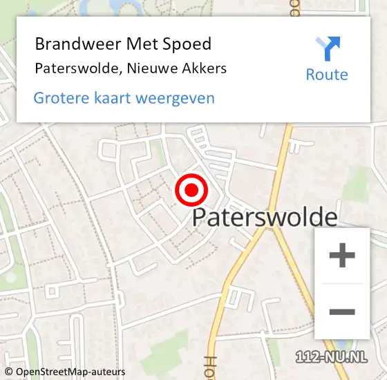 Locatie op kaart van de 112 melding: Brandweer Met Spoed Naar Paterswolde, Nieuwe Akkers op 1 januari 2017 03:12