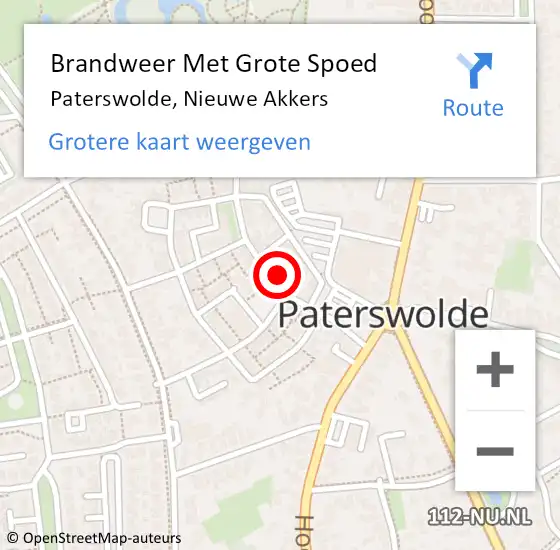 Locatie op kaart van de 112 melding: Brandweer Met Grote Spoed Naar Paterswolde, Nieuwe Akkers op 1 januari 2017 03:13