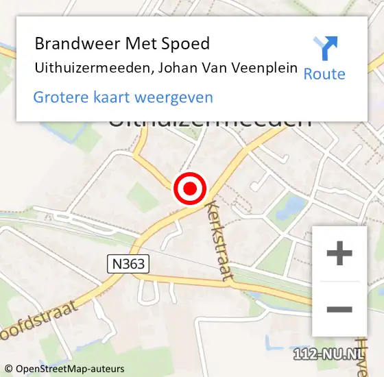 Locatie op kaart van de 112 melding: Brandweer Met Spoed Naar Uithuizermeeden, Johan Van Veenplein op 1 januari 2017 03:27