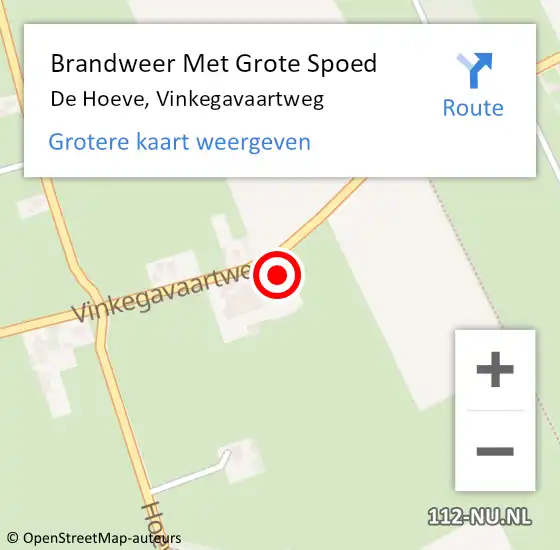 Locatie op kaart van de 112 melding: Brandweer Met Grote Spoed Naar De Hoeve, Vinkegavaartweg op 1 januari 2017 03:37