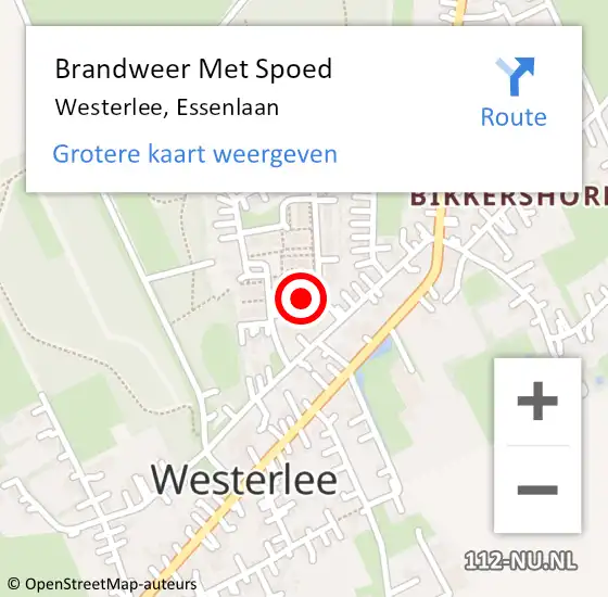 Locatie op kaart van de 112 melding: Brandweer Met Spoed Naar Westerlee, Essenlaan op 1 januari 2017 03:38