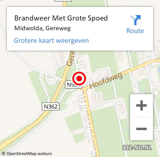 Locatie op kaart van de 112 melding: Brandweer Met Grote Spoed Naar Midwolda, Gereweg op 1 januari 2017 03:45