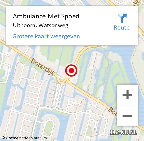 Locatie op kaart van de 112 melding: Ambulance Met Spoed Naar Uithoorn, Watsonweg op 1 januari 2017 04:19