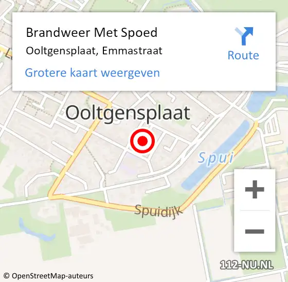 Locatie op kaart van de 112 melding: Brandweer Met Spoed Naar Ooltgensplaat, Emmastraat op 1 januari 2017 04:38